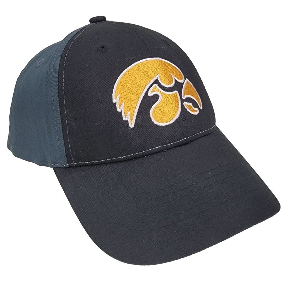 Iowa‎ Hawkeyes Hat Slouch Baseball Cap Black Embroidered Logo Adjustable Strap
